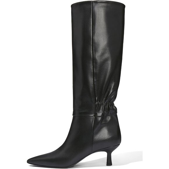 Shoes - ⚡Women's Black Kitten Heel Knee High Boots Pointed Toe Tall Boots Pull On